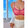 image:imageSOLY HUX Womens Mesh Solid Sheer See Through Lingerie Set Sexy Lace Bra and Panty 2 PiecePure Hot Pink