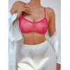 image:imageSOLY HUX Womens Mesh Solid Sheer See Through Lingerie Set Sexy Lace Bra and Panty 2 PiecePure Hot Pink