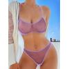 image:imageSOLY HUX Womens Mesh Solid Sheer See Through Lingerie Set Sexy Lace Bra and Panty 2 PiecePure Lilac Purple