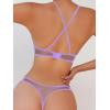 image:imageSOLY HUX Womens Mesh Solid Sheer See Through Lingerie Set Sexy Lace Bra and Panty 2 PiecePure Lilac Purple