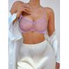 image:imageSOLY HUX Womens Mesh Solid Sheer See Through Lingerie Set Sexy Lace Bra and Panty 2 PiecePure Lilac Purple