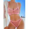 image:imageSOLY HUX Womens Mesh Solid Sheer See Through Lingerie Set Sexy Lace Bra and Panty 2 PiecePure Pink