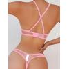 image:imageSOLY HUX Womens Mesh Solid Sheer See Through Lingerie Set Sexy Lace Bra and Panty 2 PiecePure Pink