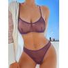 image:imageSOLY HUX Womens Mesh Solid Sheer See Through Lingerie Set Sexy Lace Bra and Panty 2 PiecePure Purple