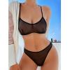 image:imageSOLY HUX Womens Mesh Solid Sheer See Through Lingerie Set Sexy Lace Bra and Panty 2 PieceSolid Black