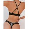 image:imageSOLY HUX Womens Mesh Solid Sheer See Through Lingerie Set Sexy Lace Bra and Panty 2 PieceSolid Black