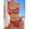 image:imageSOLY HUX Womens Mesh Solid Sheer See Through Lingerie Set Sexy Lace Bra and Panty 2 PieceSolid Red