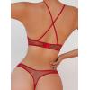 image:imageSOLY HUX Womens Mesh Solid Sheer See Through Lingerie Set Sexy Lace Bra and Panty 2 PieceSolid Red