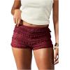 image:imageSOLY HUX Womens Micro Ruffle Shorts Lace Bloomers Y2k Low Rise Layered Mini ShortsPlain Burgundy