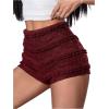 image:imageSOLY HUX Womens Micro Ruffle Shorts Lace Bloomers Y2k Low Rise Layered Mini ShortsPlain Burgundy