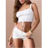 image:imageSOLY HUX Womens Micro Ruffle Shorts Lace Bloomers Y2k Low Rise Layered Mini ShortsPlain White