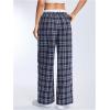 image:imageSOLY HUX Womens Plaid Checkered Pants Wide Leg Baggy Loose Sweatpants Cute Comfy Lounge Pajama Pants with PocketsBlue Plaid