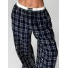 image:imageSOLY HUX Womens Plaid Checkered Pants Wide Leg Baggy Loose Sweatpants Cute Comfy Lounge Pajama Pants with PocketsBlue Plaid