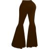 image:imageSOLY HUX Womens Plus Size Flare Pants Elastic Waist Ruffle Bell Bottom Pants Long TrousersPure Coffee Brown