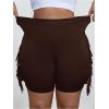 image:imageSOLY HUX Womens Plus Size Fringe Shorts Elastic High Waisted Skinny Shorts Going Out Country Concert OutfitsPlain Brown