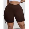 image:imageSOLY HUX Womens Plus Size Fringe Shorts Elastic High Waisted Skinny Shorts Going Out Country Concert OutfitsPlain Brown