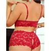 image:imageSOLY HUX Womens Plus Size Lace Lingerie Set Cut Out Wireless Bra and Boyshorts Underwear SetsPure Burgundy
