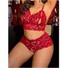 image:imageSOLY HUX Womens Plus Size Lace Lingerie Set Cut Out Wireless Bra and Boyshorts Underwear SetsPure Burgundy
