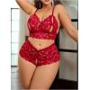image:imageSOLY HUX Womens Plus Size Lace Lingerie Set Cut Out Wireless Bra and Boyshorts Underwear SetsPure Burgundy