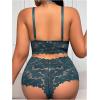 image:imageSOLY HUX Womens Plus Size Lace Lingerie Set Sheer Wireless Bra and Boyshorts Underwear SetsPure Teal Blue
