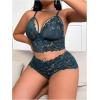 image:imageSOLY HUX Womens Plus Size Lace Lingerie Set Sheer Wireless Bra and Boyshorts Underwear SetsPure Teal Blue
