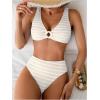 image:imageSOLY HUX Womens Striped Bathing Suit V Neck High Waisted Bikini Sets Two Piece SwimsuitApricot Striped