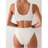 image:imageSOLY HUX Womens Striped Bathing Suit V Neck High Waisted Bikini Sets Two Piece SwimsuitApricot Striped