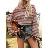 image:imageSOLY HUX Womens Striped T Shirt Bell Long Sleeve Hollow Out Knit Tee Boho Crop TopsMulticoloured Striped