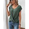 image:imageSOLY HUX Womens V Neck Short Sleeve T Shirts Twist Front Casual Summer Tunic TopsPure Green