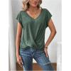 image:imageSOLY HUX Womens V Neck Short Sleeve T Shirts Twist Front Casual Summer Tunic TopsPure Green