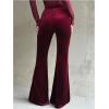 image:imageSOLY HUX Womens Velvet Flare Pants Elastic High Waisted Bell Bottom Pants Casual TrousersPure Burgundy