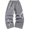 image:imageSOLY HUX Boys Graphic Sweatpants Y2k Gothic Elastic Waist Straight Leg Baggy Pants StreetwearGrey Cross