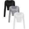 image:imageSOLY HUX Girls 3 Piece Long Sleeve T Shirts Square Neck Basic Slim Fitted Tees Crop TopsBlack Grey White