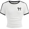 image:imageSOLY HUX Girls Bow T Shirt Short Sleeve Crew Neck Graphic Tees Slim Crop Top Y2k Clothes StreetwearWhite Bow