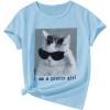 image:imageSOLY HUX Girls Cute Cat Graphic Tees Letter Print Short Sleeve T Shirts Preppy Clothes Summer TopsBlue Slogan