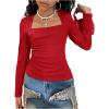 image:imageSOLY HUX Girls Long Sleeve T Shirt Square Neck Slim Fitted Tee Casual Fall TopsPure Red