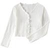 image:imageSOLY HUX Girls Long Sleeve T Shirts Ribbed Knit V Neck Button Down Crop Tops Fall ClothesPlain White