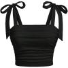 image:imageSOLY HUX Girls Square Neck Crop Tank Top Sleeveless Bow Tie Camisole Ruched Cute ClothesPlain Black