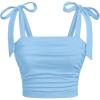 image:imageSOLY HUX Girls Square Neck Crop Tank Top Sleeveless Bow Tie Camisole Ruched Cute ClothesPlain Light Blue