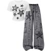 image:imageSOLY HUX Girls Y2k Clothes Star Graphic Crop Top and Baggy Pants Grunge 2 Piece Outfit StreetwearBlack and White