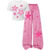 image:imageSOLY HUX Girls Y2k Clothes Star Graphic Crop Top and Baggy Pants Grunge 2 Piece Outfit StreetwearPink and White