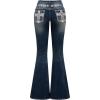image:imageSOLY HUX Womens Bell Bottom Jeans Embroidery Y2k Stretch Flare Denim PantsDark Blue Graphic Embroidery