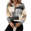 image:imageSOLY HUX Womens Color Block Printed Sweatshirt Half Zip Crew Neck Long Sleeve Casual Pullover TopsMulti Printed