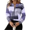 image:imageSOLY HUX Womens Color Block Printed Sweatshirt Half Zip Crew Neck Long Sleeve Casual Pullover TopsPurple Printed