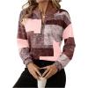 image:imageSOLY HUX Womens Color Block Printed Sweatshirt Half Zip Crew Neck Long Sleeve Casual Pullover TopsRose Red Printed