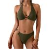 image:imageSOLY HUX Womens Halter Bikini Set V Neck Ring Linked Bathing Suit Summer Beach Two Piece SwimsuitArmy Green