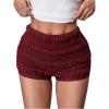 image:imageSOLY HUX Womens Micro Ruffle Shorts Lace Bloomers Y2k Low Rise Layered Mini ShortsPlain Burgundy