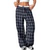 image:imageSOLY HUX Womens Plaid Checkered Pants Wide Leg Baggy Loose Sweatpants Cute Comfy Lounge Pajama Pants with PocketsBlue Plaid