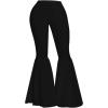 image:imageSOLY HUX Womens Plus Size Flare Pants Elastic Waist Ruffle Bell Bottom Pants Long TrousersPure Black