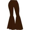 image:imageSOLY HUX Womens Plus Size Flare Pants Elastic Waist Ruffle Bell Bottom Pants Long TrousersPure Coffee Brown